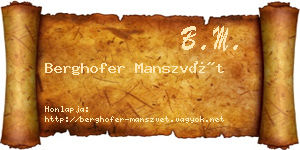 Berghofer Manszvét névjegykártya